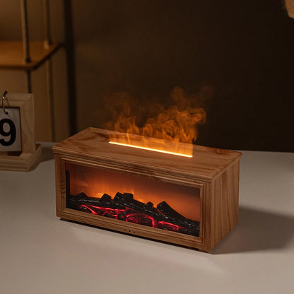 7-Color Flame Essential Oil Diffuser – Fireplace Aromatherapy Humidifier