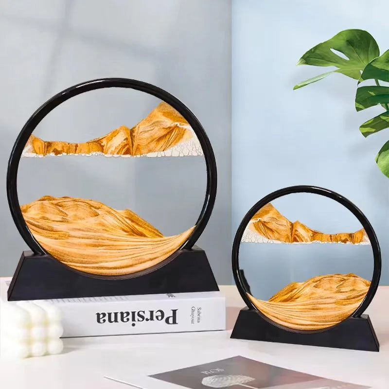 3D Sandscape Moving Sand Art Picture Round Glass Deep Sea