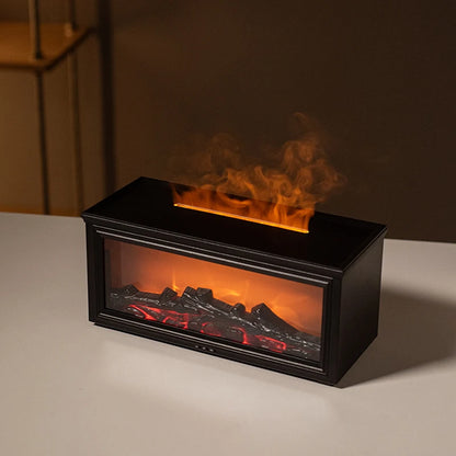 7-Color Flame Essential Oil Diffuser – Fireplace Aromatherapy Humidifier