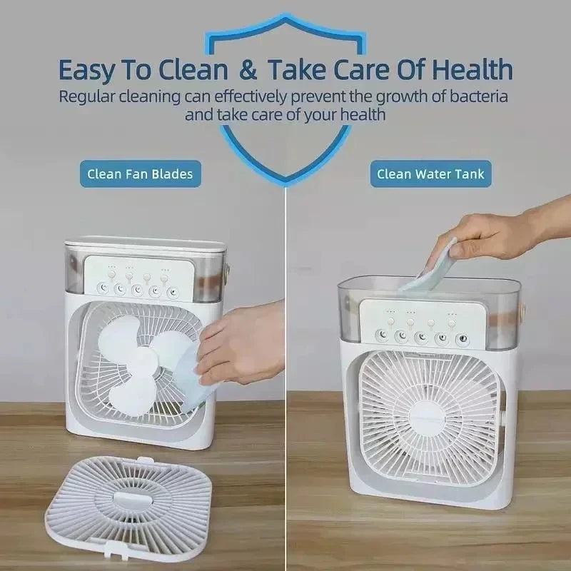 New 3 In 1 Fan AIr Conditioner Household Mini Air Cooler LED Night