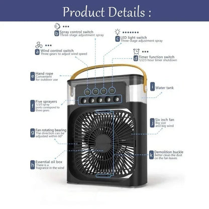New 3 In 1 Fan AIr Conditioner Household Mini Air Cooler LED Night