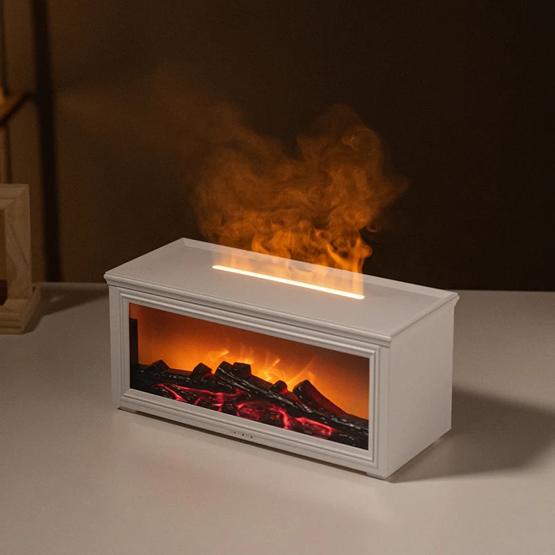 7-Color Flame Essential Oil Diffuser – Fireplace Aromatherapy Humidifier