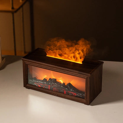 7-Color Flame Essential Oil Diffuser – Fireplace Aromatherapy Humidifier