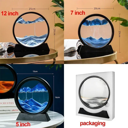 3D Sandscape Moving Sand Art Picture Round Glass Deep Sea