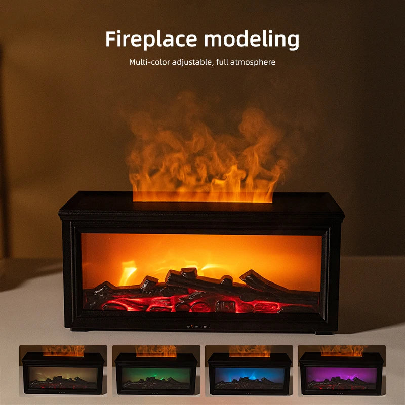 7-Color Flame Essential Oil Diffuser – Fireplace Aromatherapy Humidifier